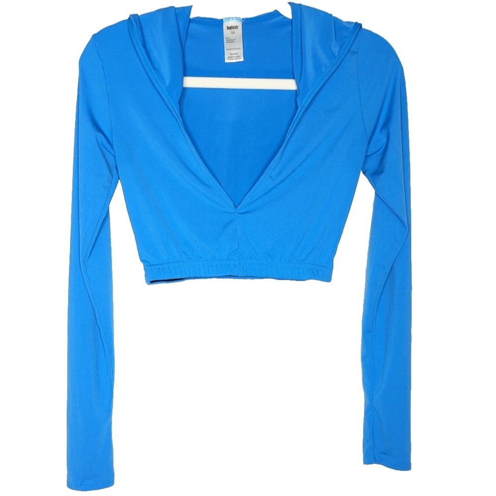 Balera Women Hooded Crop Top Dancewear Small Blue‎ Ballet Athleisure Performance
